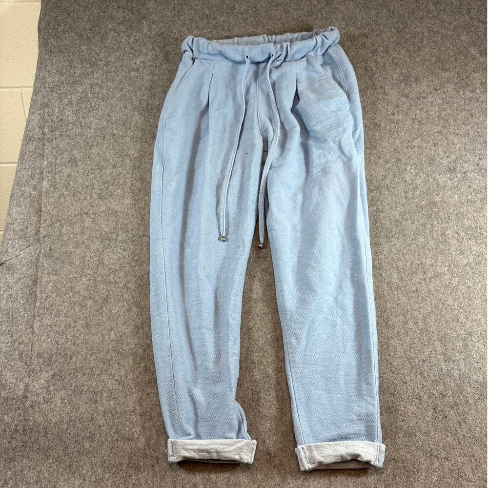 Amaro Sweatpants Womens Size 2 Blue Drawstring Pleated Streetwear Jogger Y2K